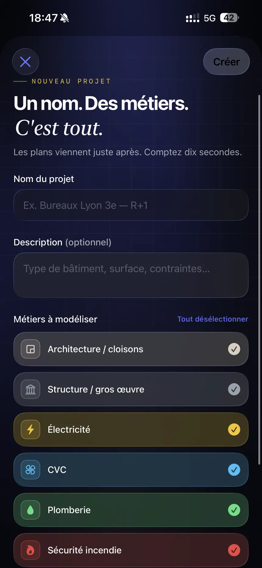 Métiers à la carte